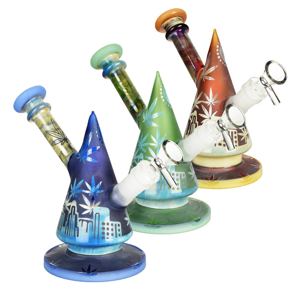 420 City Skyline Water Pipe - 6.75""/14mm F/Colors Vary