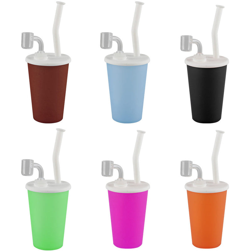 Soda Cup Silicone Oil Rig - 9"" / 14mm F / Colors Vary