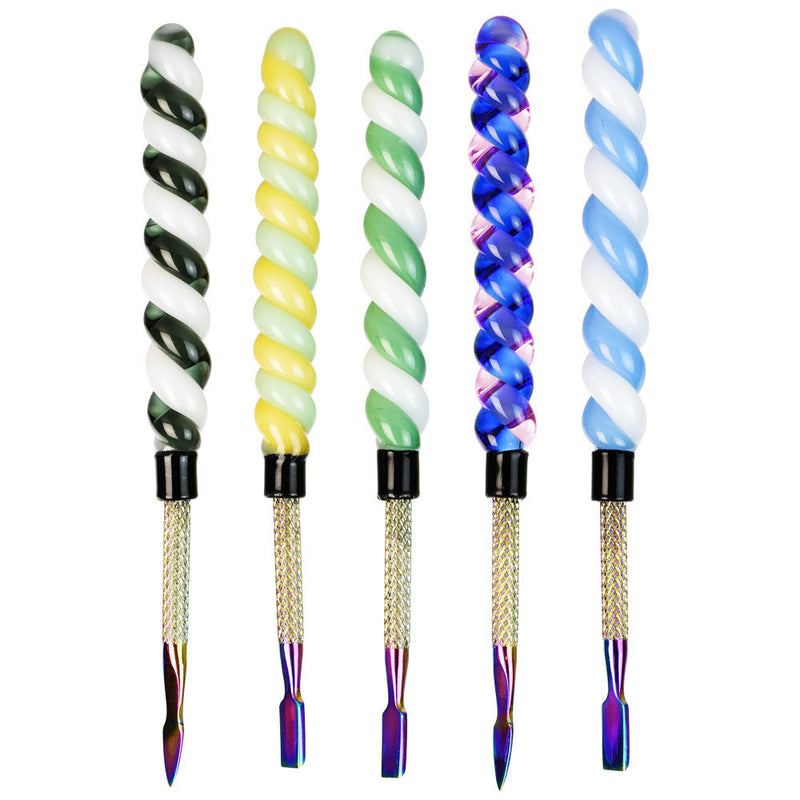 Unicorn Horn Glass & Anodized Steel Dab Tool - 6""/Colors Vary