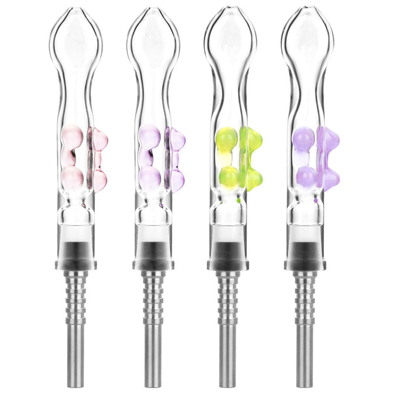 Flat Pinch Dab Straw w/ Titanium Tip - 6"" / Colors Vary