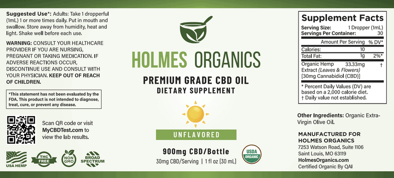 Organic CBD Oil Label 900mg