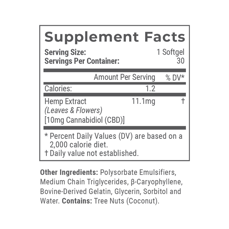 Broad Spectrum CBD Softgels (10 mg & 25 mg)