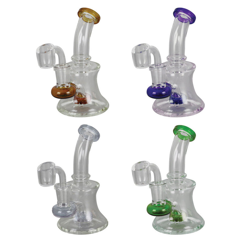 Mini Hour Glass Oil Rig - 5.25"" / 14mm F / Colors Vary
