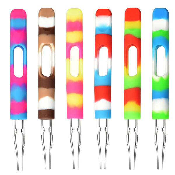 Silicone Wrapped Dab Straw - 3.75"" / Colors Vary