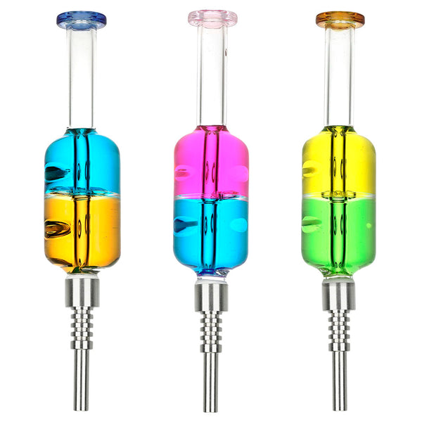 Dual Color Glycerin Dab Straw w/ SS Tip - 8"" / Colors Vary